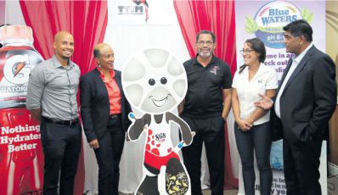 Stakeholders following yesterday’s launch of the T&T International Marathon at Olympic House on Abercromby Street, Port-of-Spain. In photo from left are Gatorade Band Manager Joel Dalrymple, TTIM Chairperson Diane Henderson, Race Director Francis Williams-Smith, Research and Communications Manager Kiss Baking Company Sarah Jones and TTIM General Secretariat/All Sports Promotions Anthony Harford. PICTURE ALLAN V. CRANE