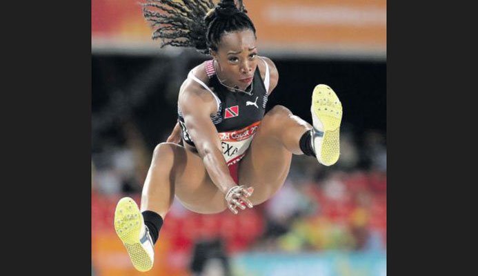 Ayanna Alexander of T&T competes in the women’s triple jump final at Carrara Stadium during the Commonwealth Games on the Gold Coast, Australia, yesterday. AP PICTURE