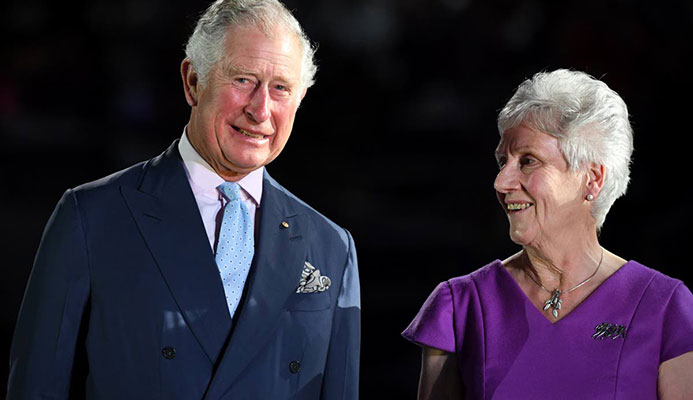 In this April 4,2018 file photo, Britain’s Prince Charles (L) and Commonwealth Games Federation President Louise Martin attend the opening ceremony of the 2018 Gold Coast Commonwealth Games at the Carrara Stadium on the Gold Coast. In an interview with Newsday yesterday, Martin said women’s T20 cricket will be part of the 2022 Games, in Birmingham,England. AFP PHOTO