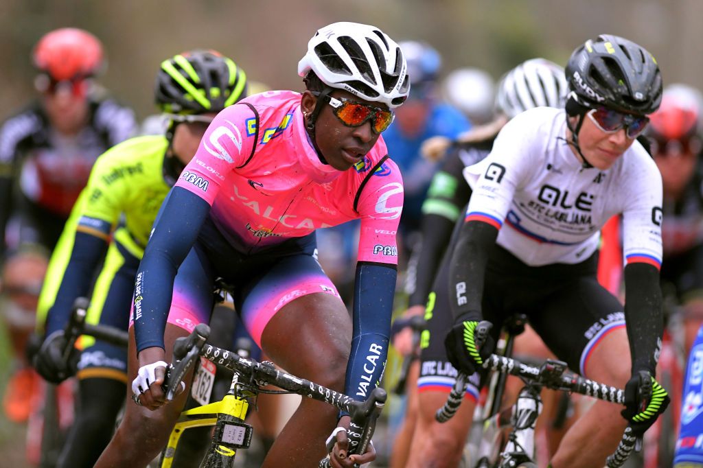 Teniel Campbell of Trinidad and Tobago and Team Valcar-Travel&Service during the 16th Spar Omloop Van Het Hageland 2020 Women Elite – a 130km race from Tienen to TieltWinge (Image credit: Getty Images)