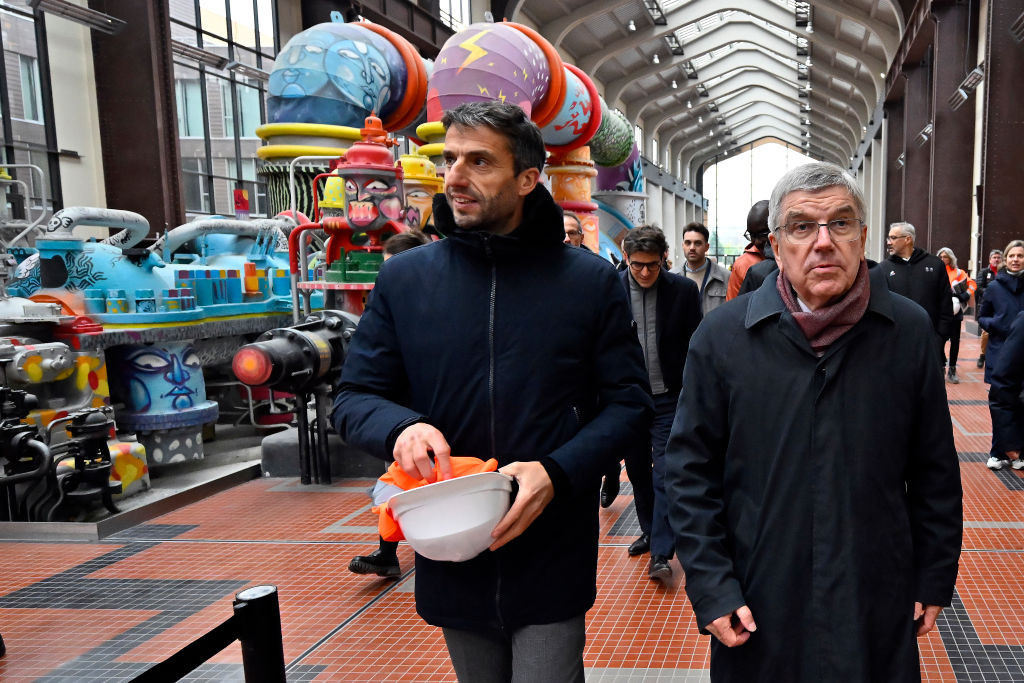 Thomas Bach and Tony Estanguet during the construction of the Olympic Village for Paris 2024. GETTY IMAGES (Image obtained at insidethegamez.biz)